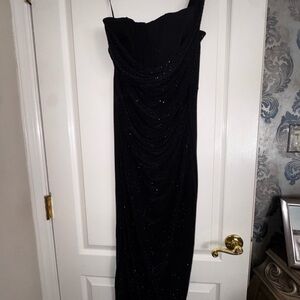 JLUXLABEL Black Sparkle Strapless Evening Gown